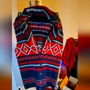 American Living Nordic pattern shawl col button down knitted sweater vest